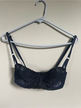 Studio Navy Ruched Sheer Underwire Bra